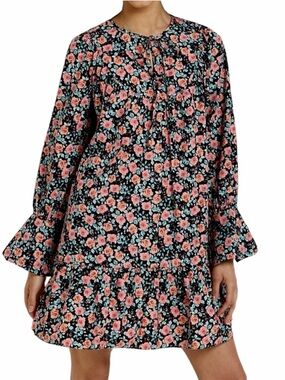 River Island Floral Mini Dress Bell Sleeve Boho Cottagecore Size 8